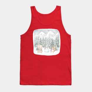 xmas holidays with squirrel, pig and snowman Tank Top